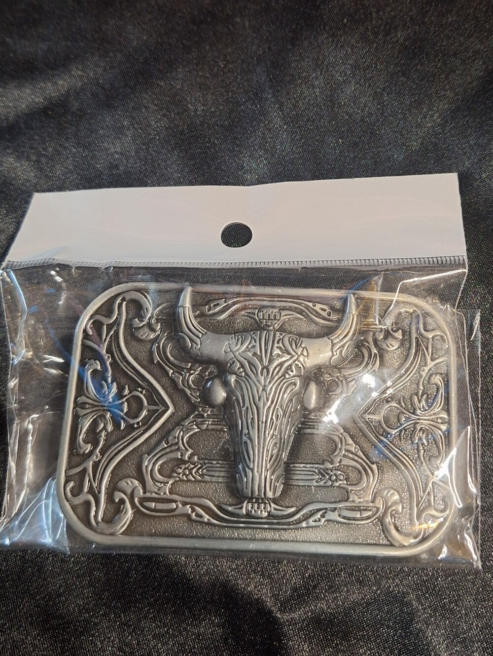 New Metal Belt Etched Buckle~Bull~Skull~Longhorn~Western